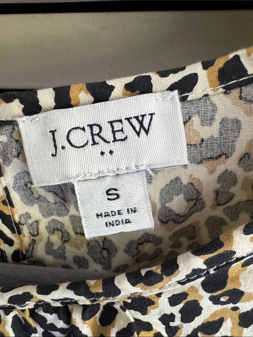 J. Crew Leopard Print Short Puff Sleeve Blouse in Beige and Black SZ Small